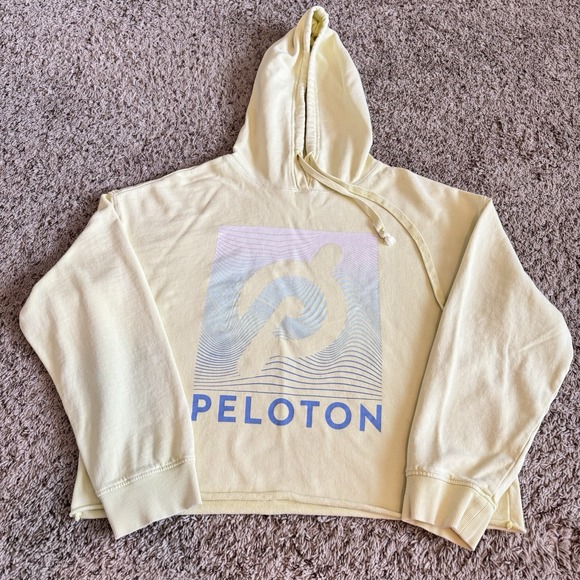 Peleton Tops - Peloton Cropped Hoodie Sweatshirt Size M Pastel Yellow Green‎ Athleisure